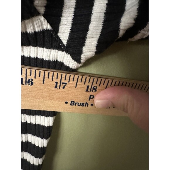 Laure Ralph Lauren Womens S Top Short Sleeve Rib‎ Knit Cotton Black Stripe - Picture 7 of 7